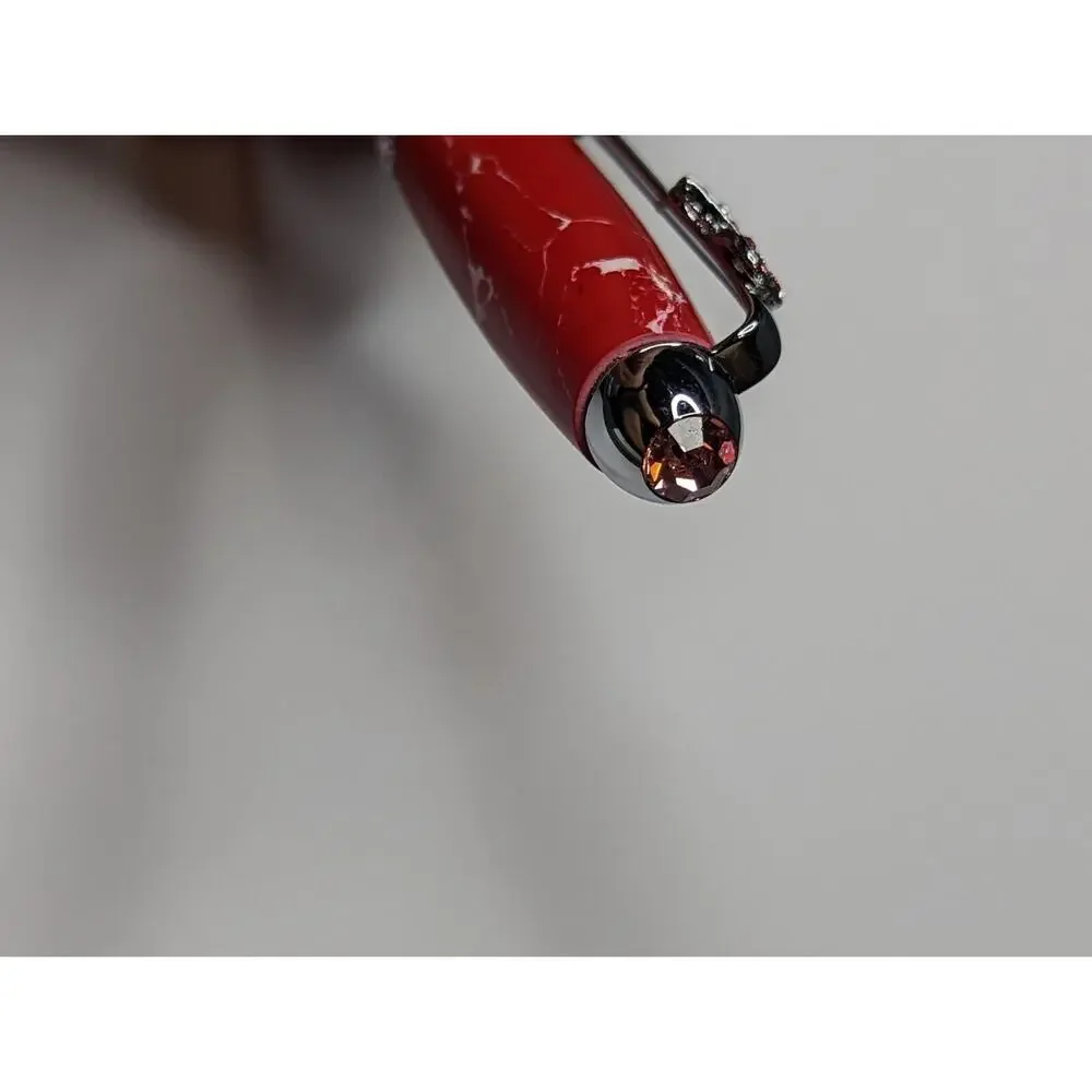 Breast Cancer Awareness Twist Pen Silver Finish Red Acrylic Body Hand Turned Pen